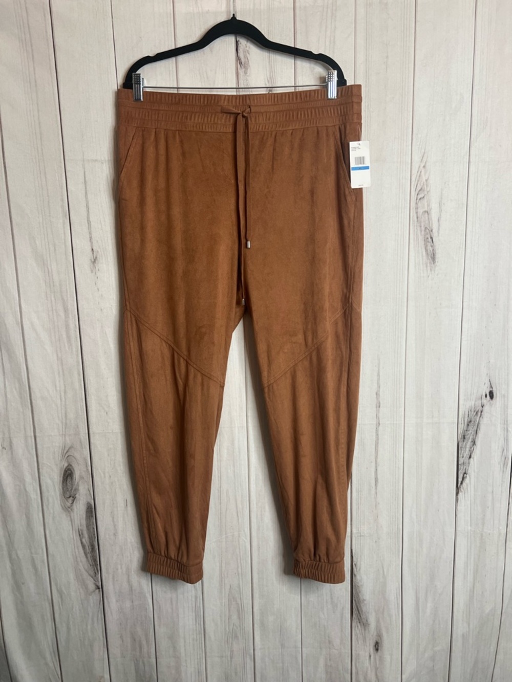 Jessica Simpson Caramel Brown Suede-Look Drawstring Joggers